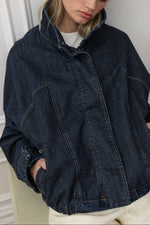 Haley Denim Jacket dark denim popular bomber jacket womens fashion western style Boltranchstore.com