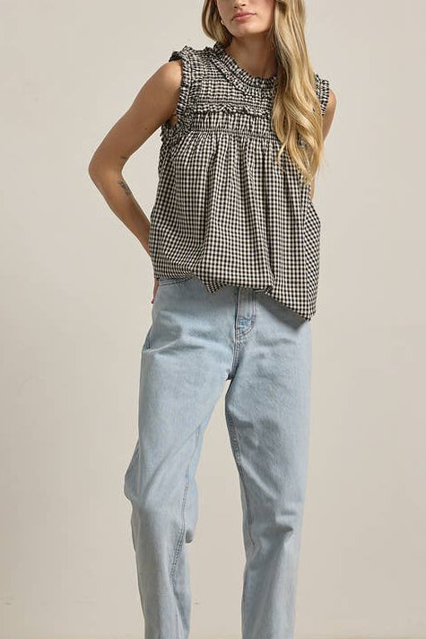 Brianne Gingham Ruffle Blouse