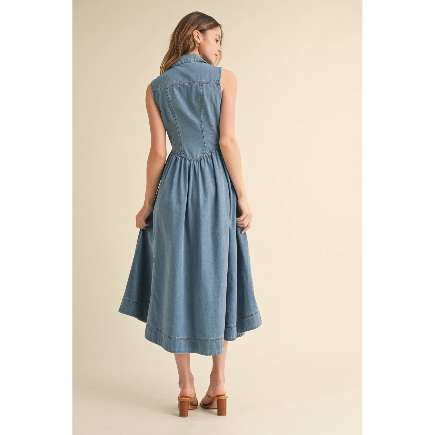 Sydnee Sleeveless Denim Midi Dress