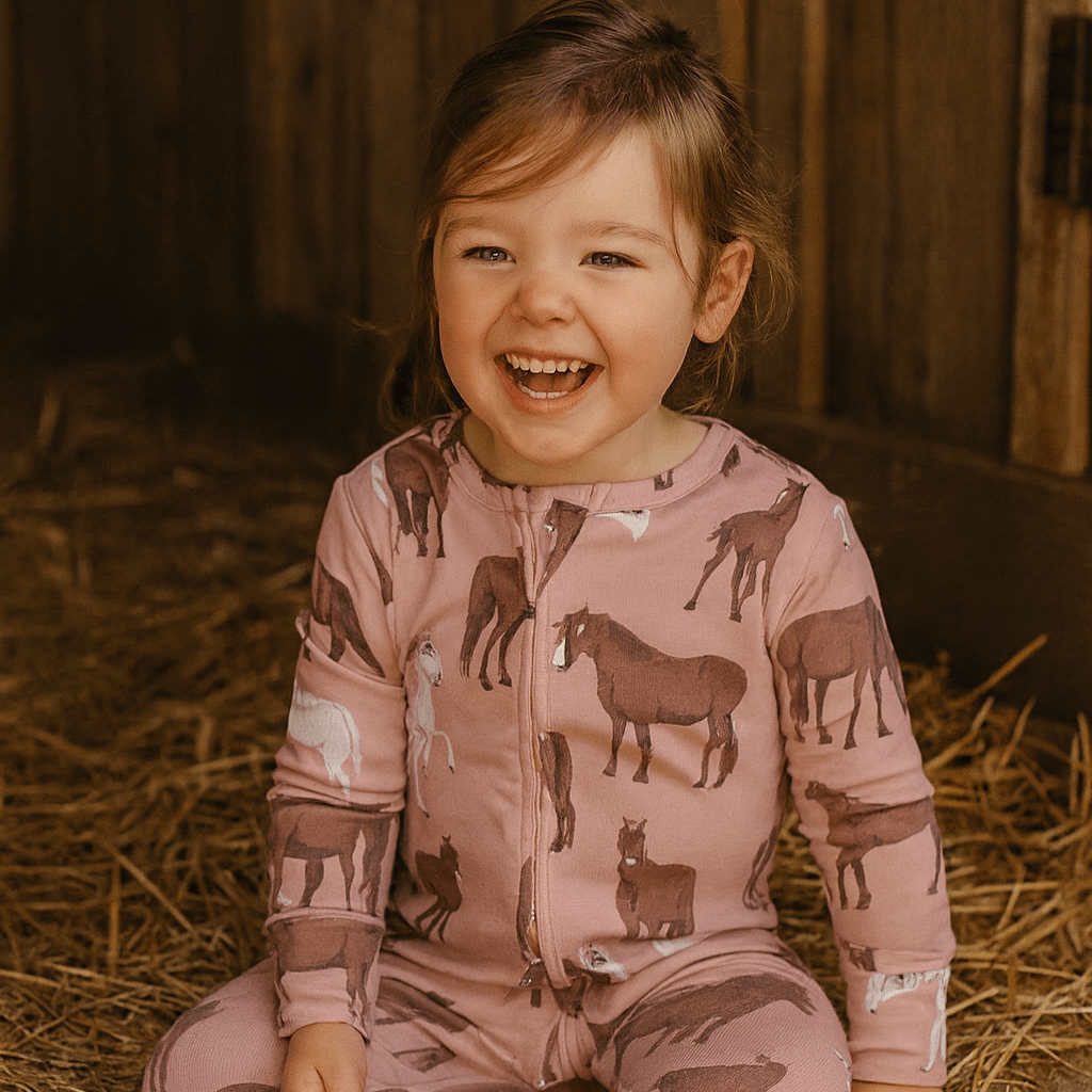 Wild Horses Convertible Romper free shipping at boltranchstore.com little girls horse western pajamas pink baby gift