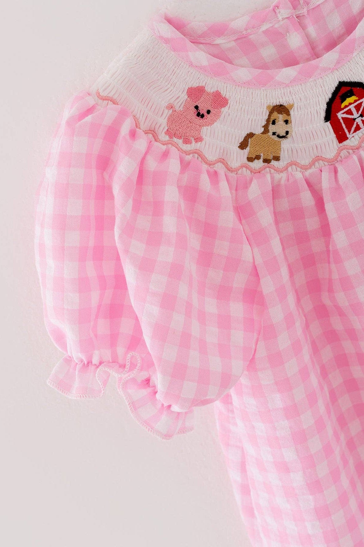 Farm Pink Smocking Embroidered Girls Dress