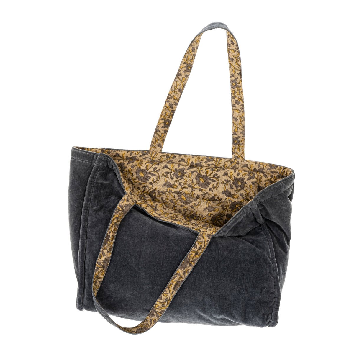 Block Print Velvet Reversible Tote Blue Graphite 6-8801 womens bag accessory gift Boltranchstore.com free shipping Indaba