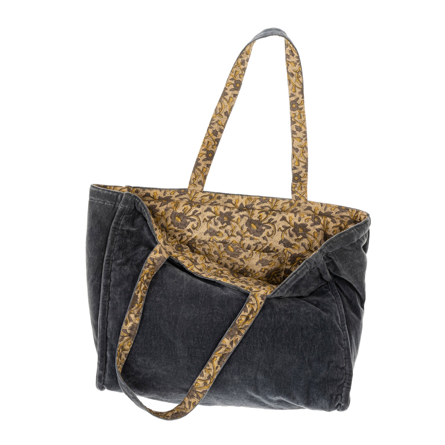 Block Print Velvet Reversible Tote Blue Graphite 6-8801 womens bag accessory gift Boltranchstore.com free shipping Indaba
