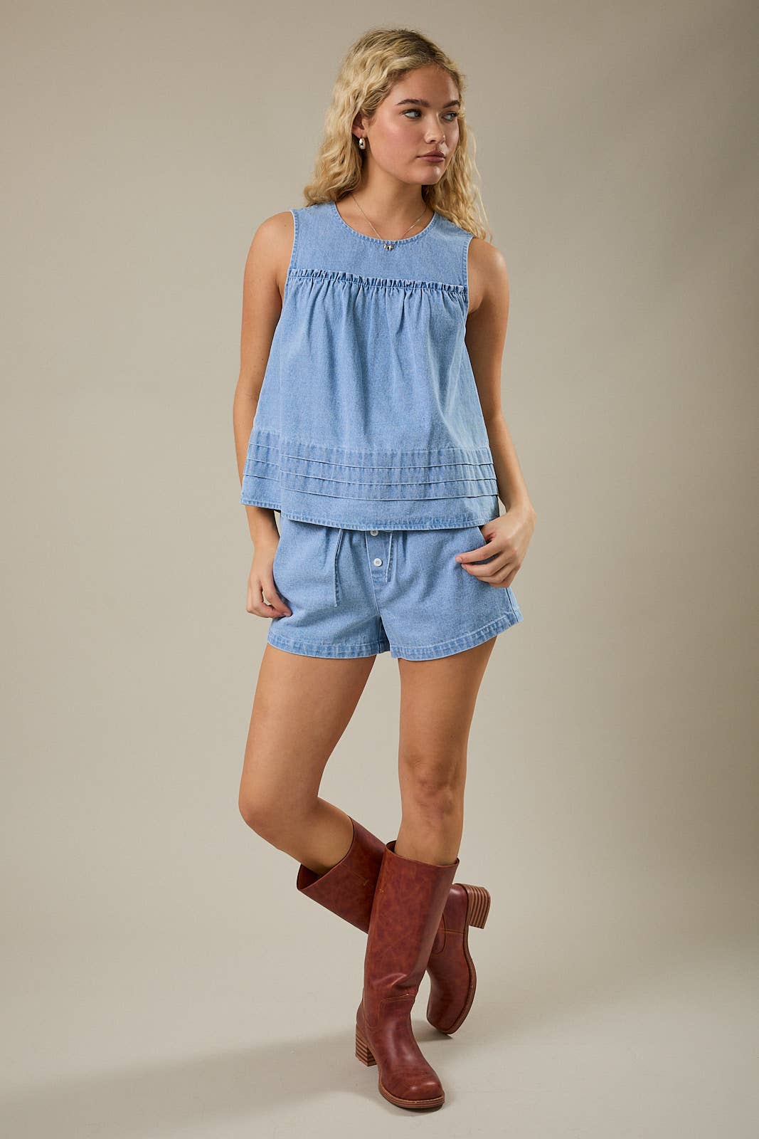 Drawstring Womens Denim Shorts