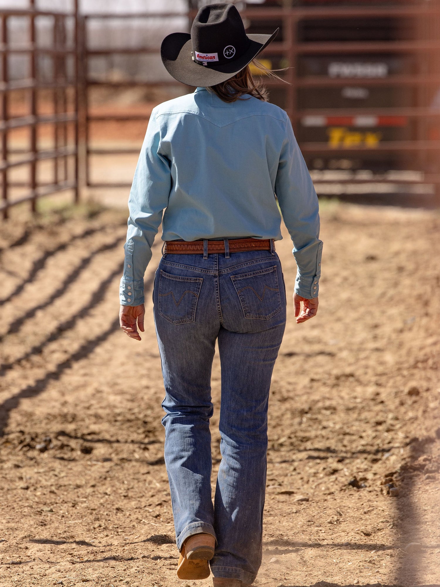 Schaefer Womens Western Denim Snap Shirt Turquoise