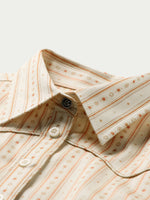 Schaefer Womens Printed Reata Shirt delicate silver flower button at the collar stand Kamas