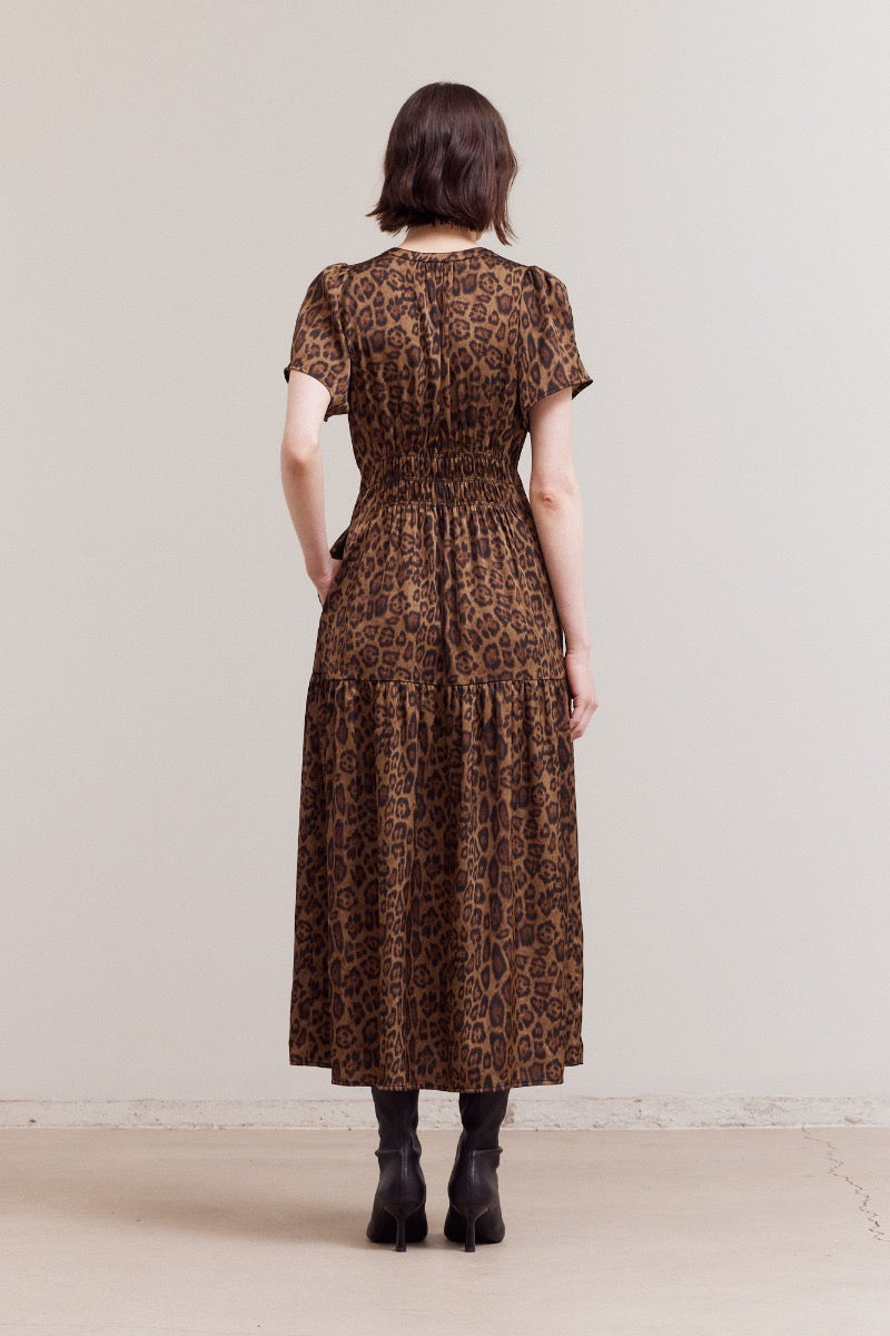 Sadie Cheetah Satin Midi Dress