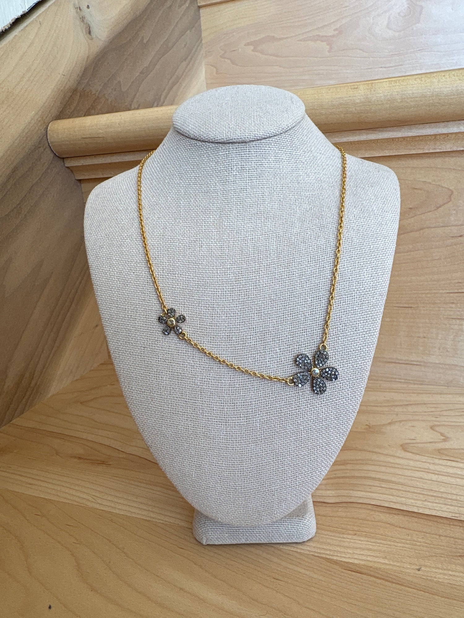 Makhala Mixed Metal Diamond Flower Necklace