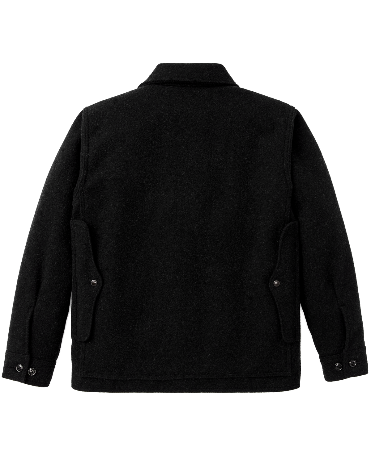 Filson Mackinaw Wool Cruiser Jacket Charcoal full width rear map pocket that is a signature Cruiser feature Park City