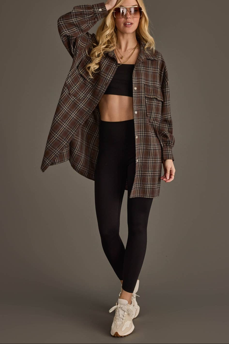Becca Boyfriend Flannel Button Up Top