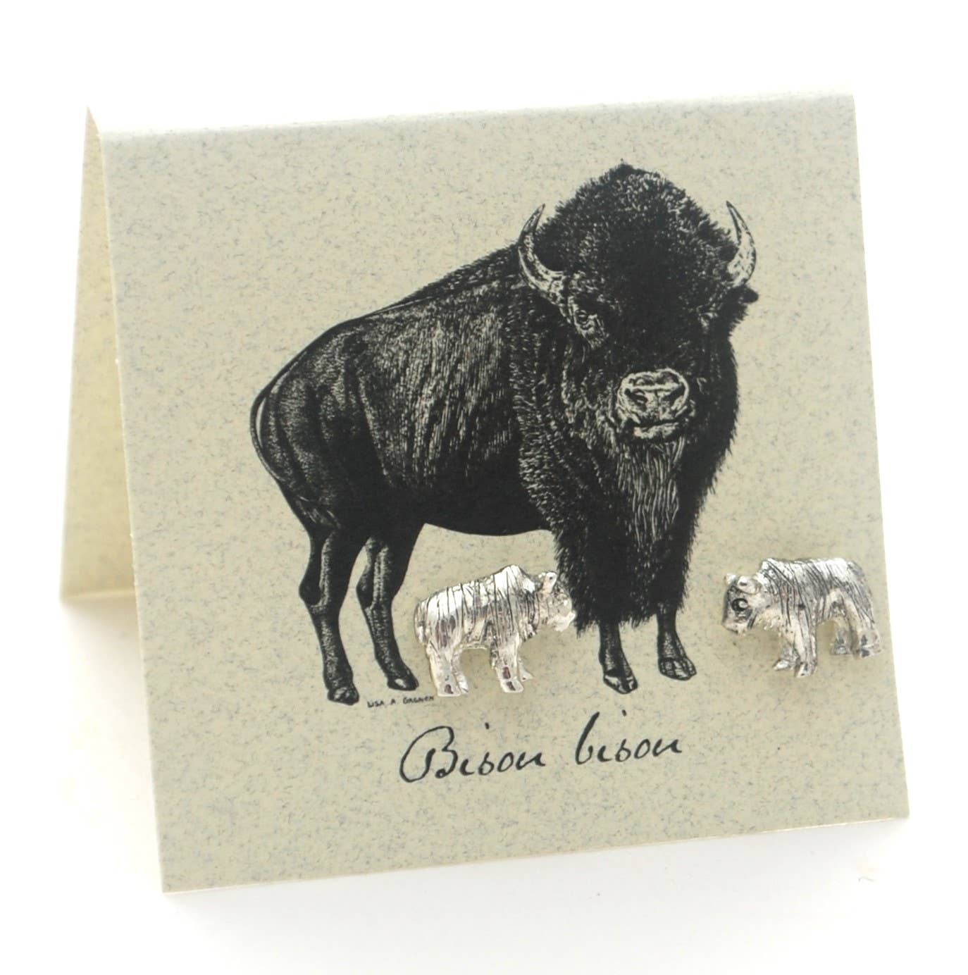 Buffalo Bison Stud Earrings - silver Natural History