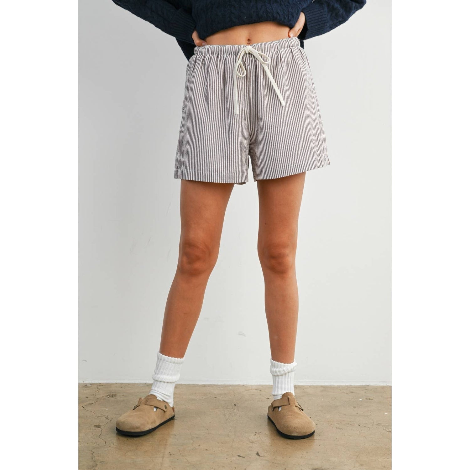 Casual Striped Drawstring Shorts