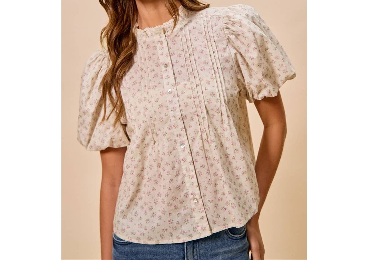 Abigail Floral Print Puff Sleeves Top