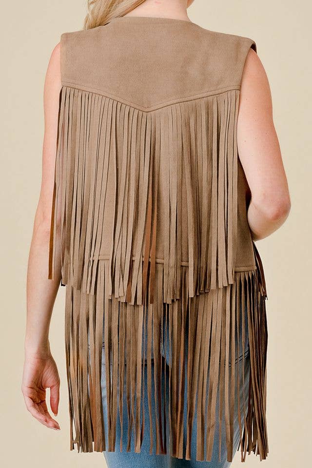 Western Womens Open Fringe Vest