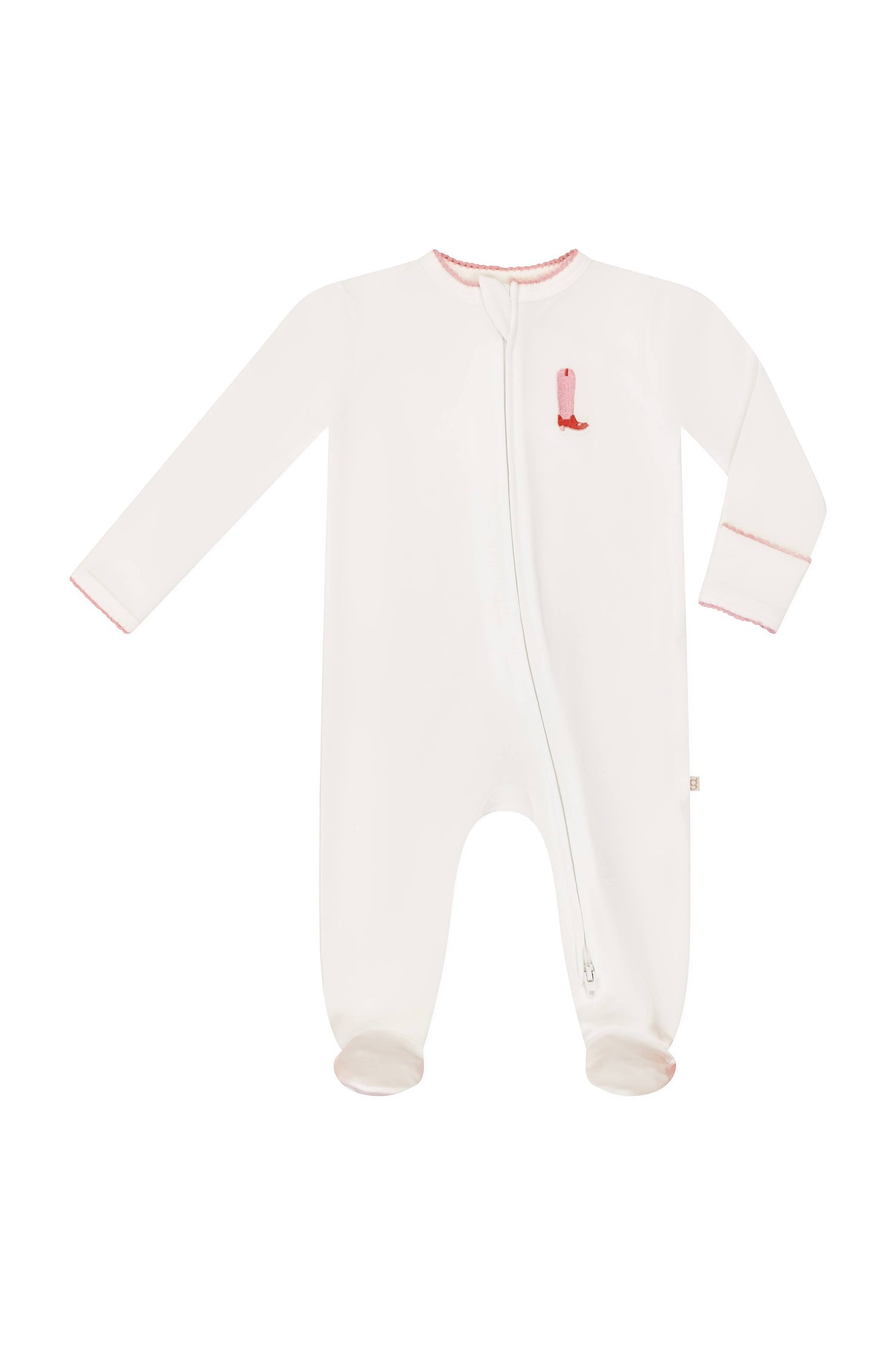 Pip Embroidered Zip Romper Pink Boot