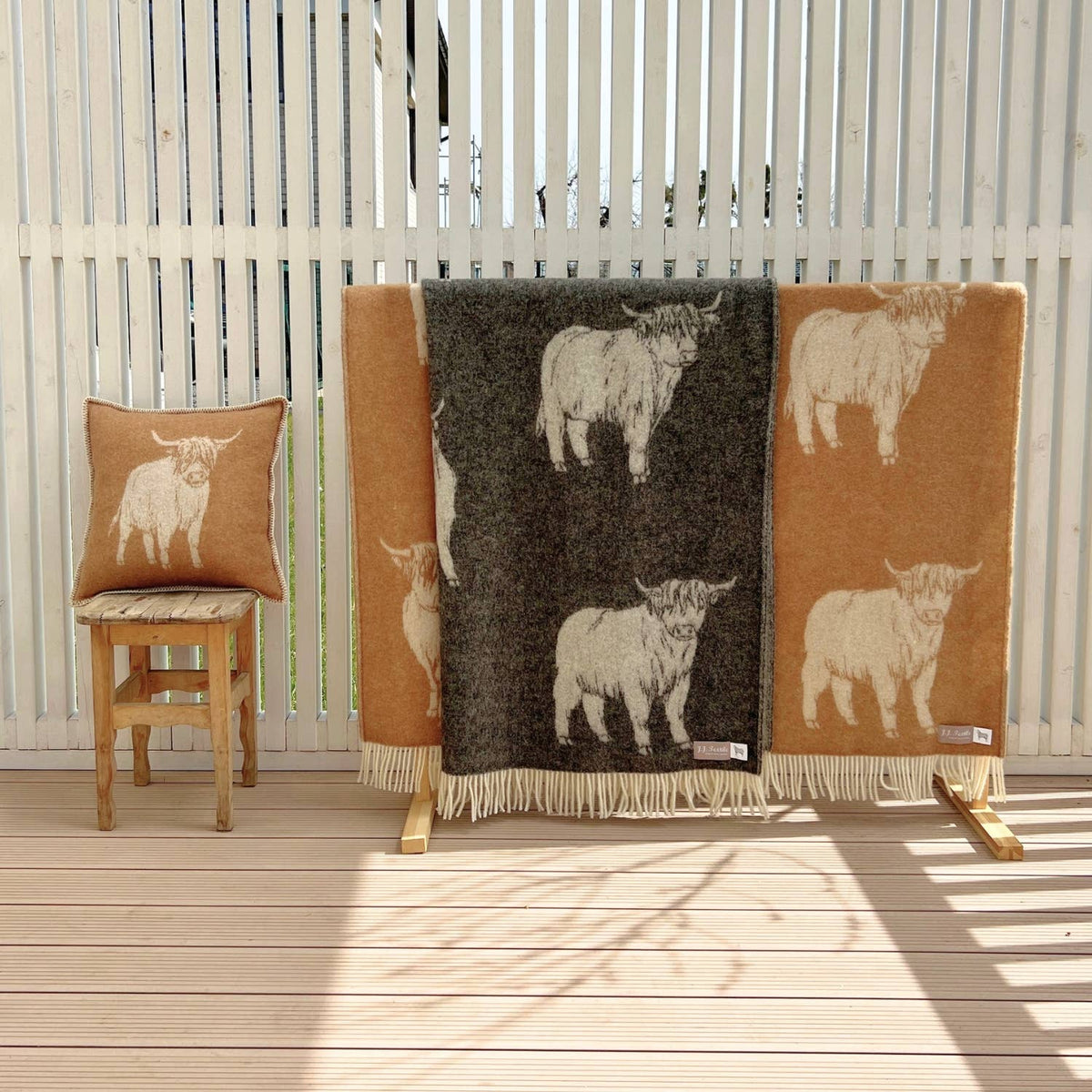 JJ Textiles Brown Highland Cow Pure Wool Cushion Cover