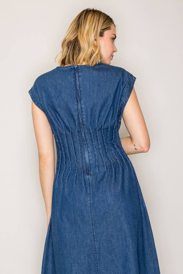 Utah womens fashion Pleated Denim Dress C7120 Boltranchstore.com free shipping