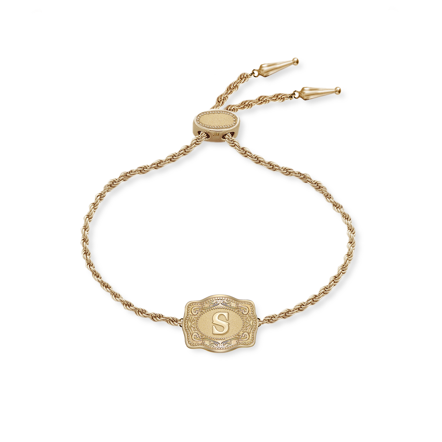 SpurWest Ultra Mini Belt Buckle Bracelet (Initial) - Gold