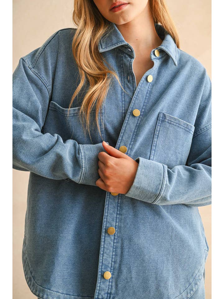 Kit Knitted Button Front Shirt Jacket