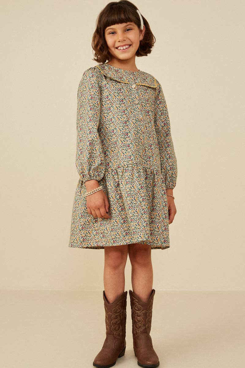 Girls Wavy Twill Trimmed Sailor Dress