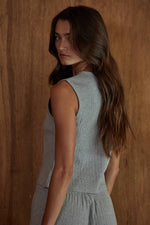 By Together Knit Cotton Pointelle Round Neck Sleeveless Tank sleeveless round neck shape that layers under a cardigan western fashion