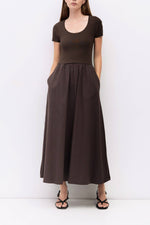 The Lynette Dress Knit Short Sleeve Midi Dress womens short sleeve brown fall 2025 popular comfortale everyday dress casual free shipping MOD ref