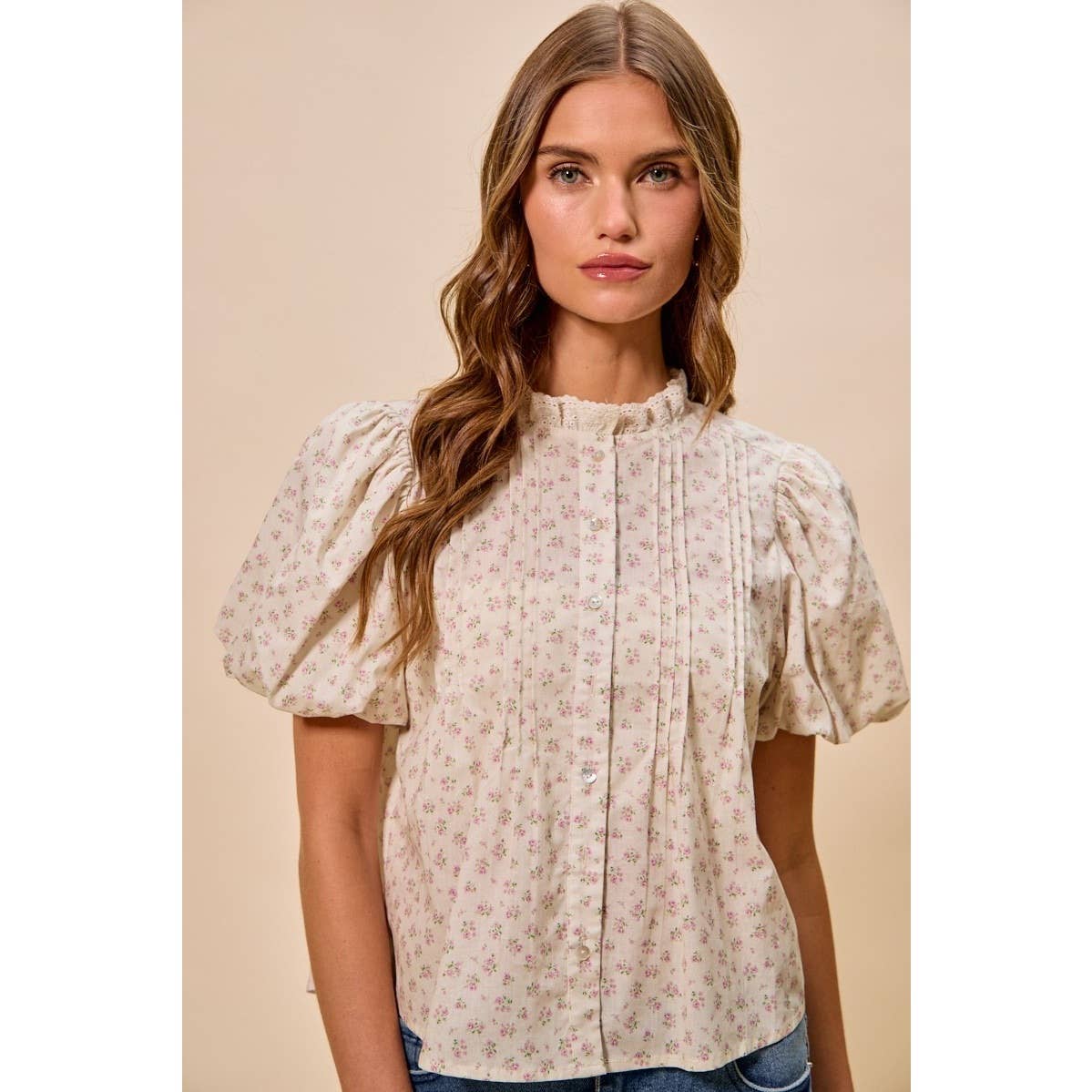 Abigail Floral Print Puff Sleeves Top