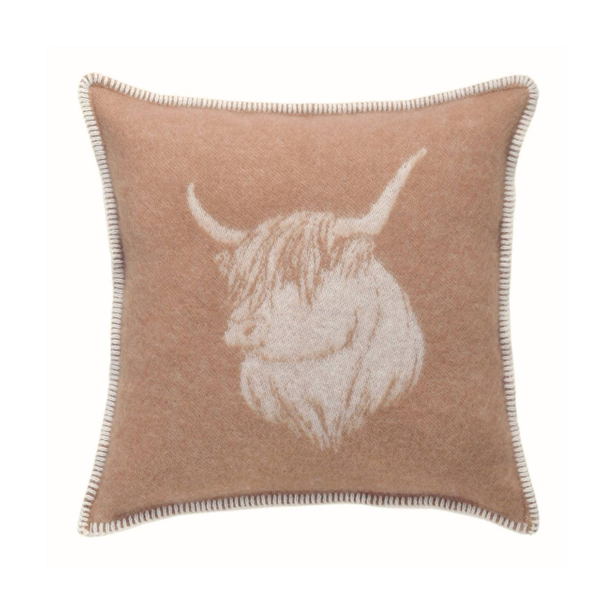 JJ Textiles Brown Highland Cow Pure Wool Cushion Cover