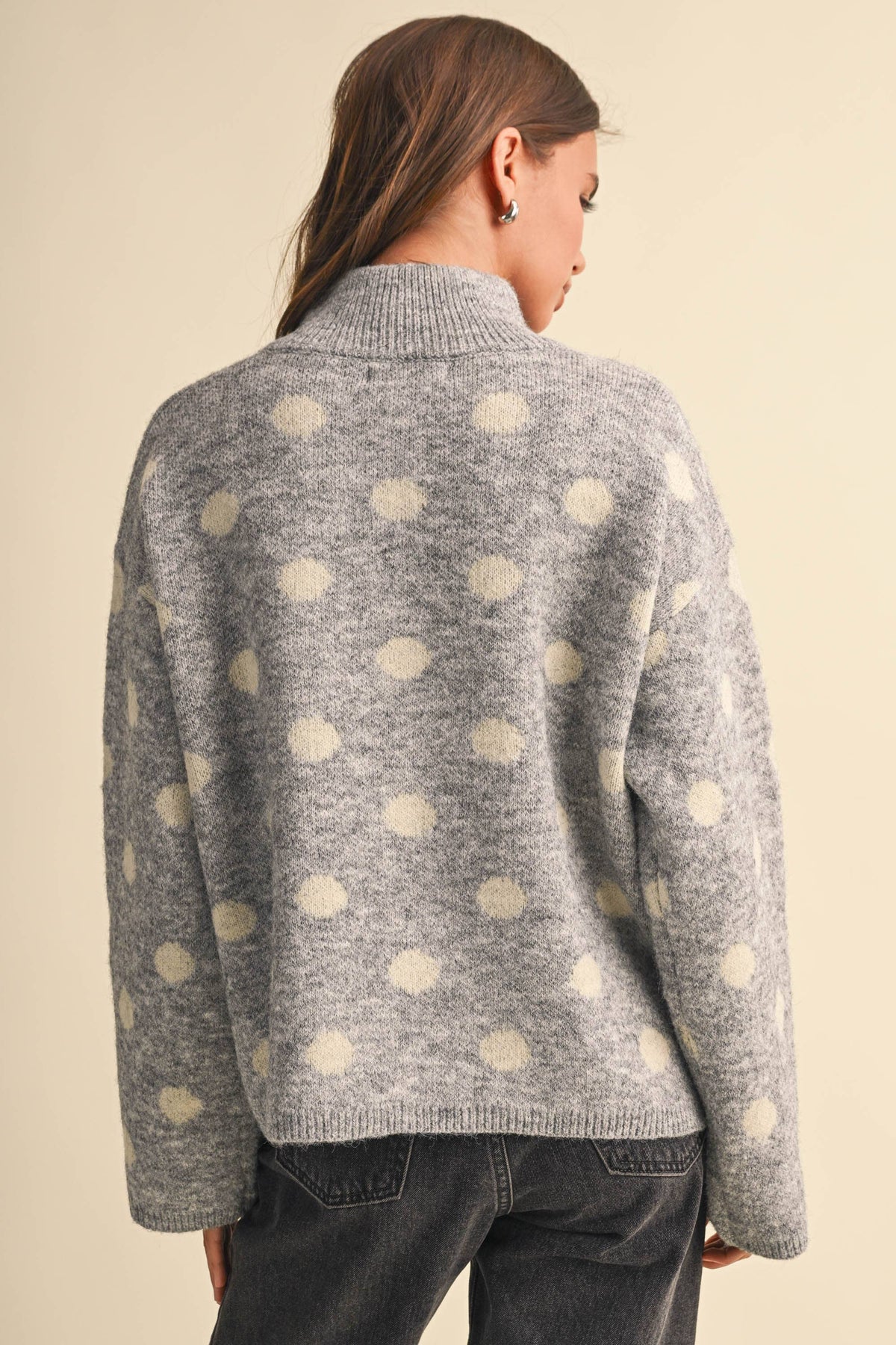 Patty Polka Dot Zip Up Sweater