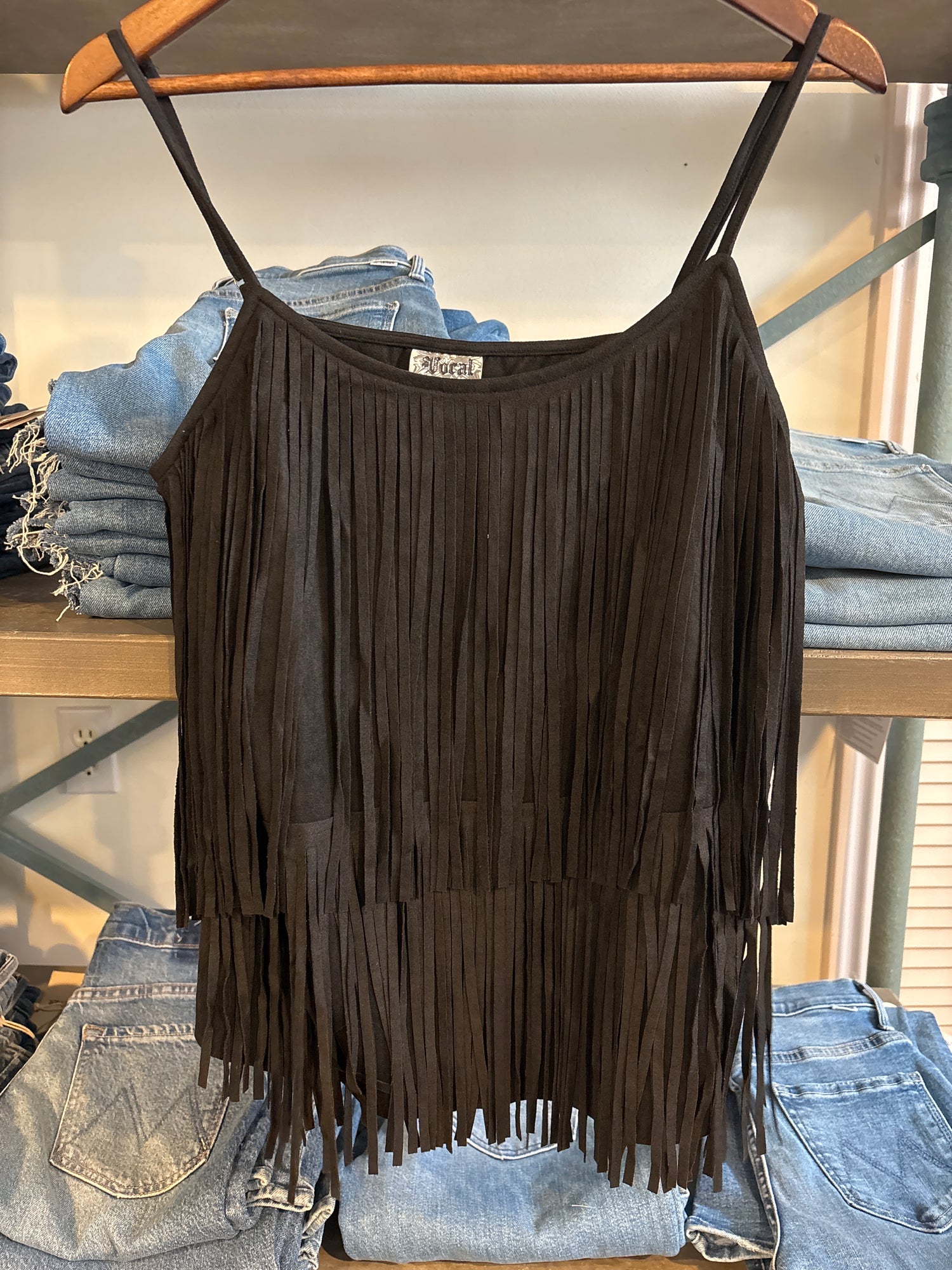 Caroline Fringe Suede Camisole Top
