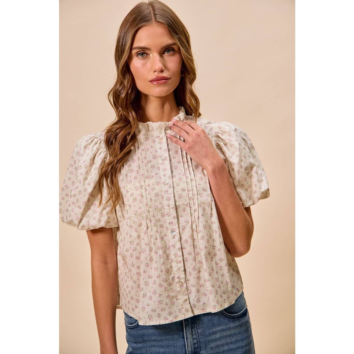 Abigail Floral Print Puff Sleeves Top