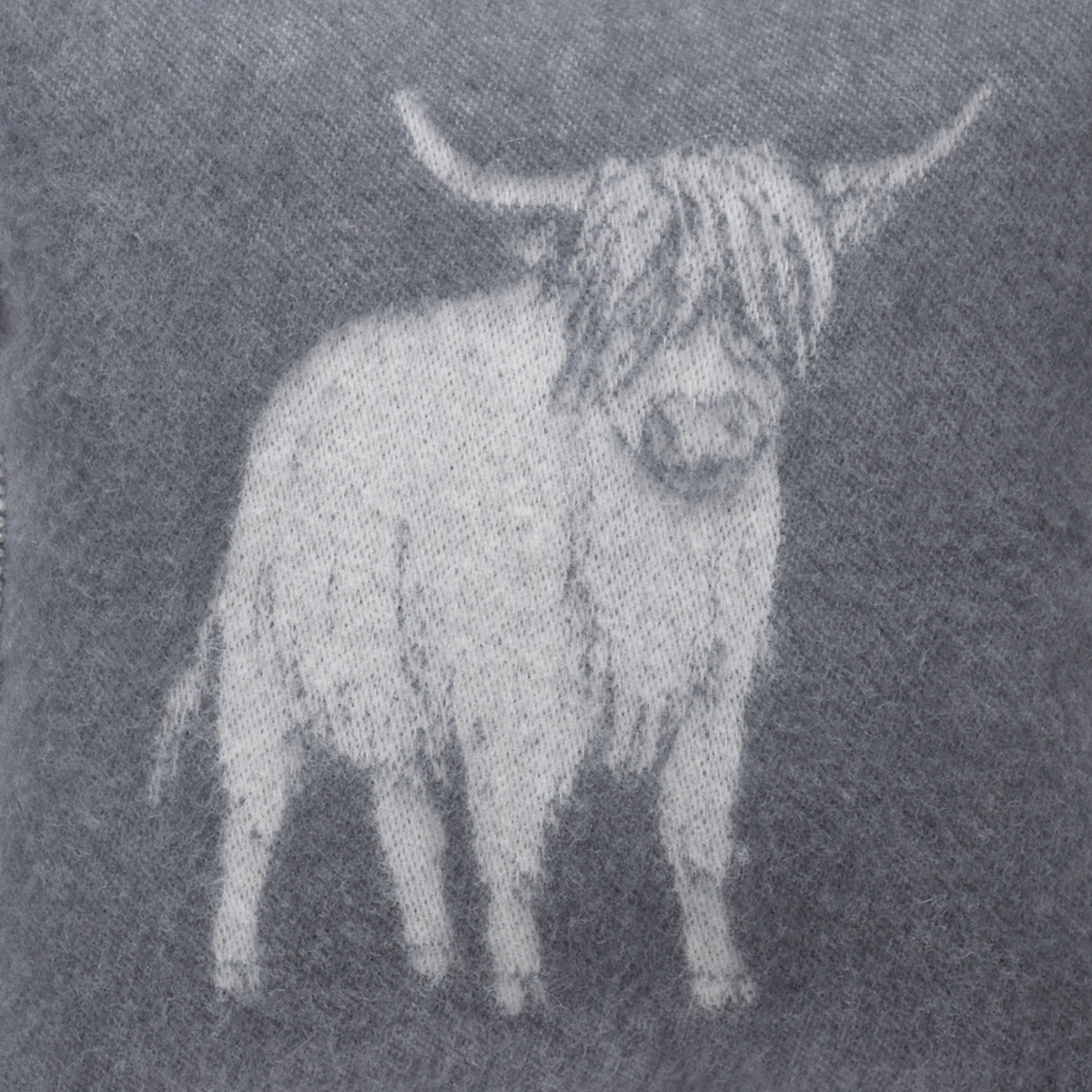 JJ Textile Dark Grey Highland Cow Pure Wool Cushion Cover