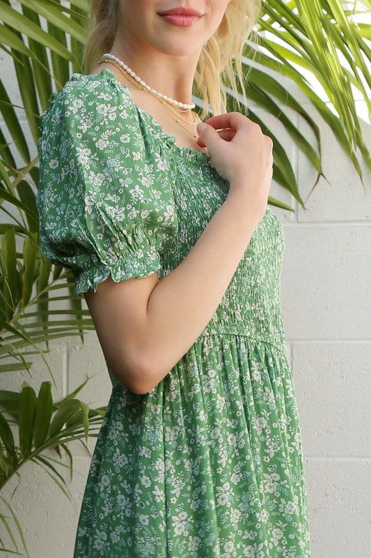 Green Smocked Dress