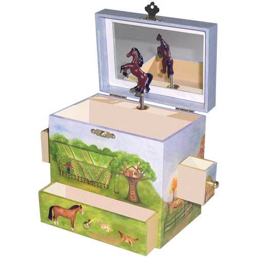 Horse Ranch Jewelry Music Box 4 Drawers