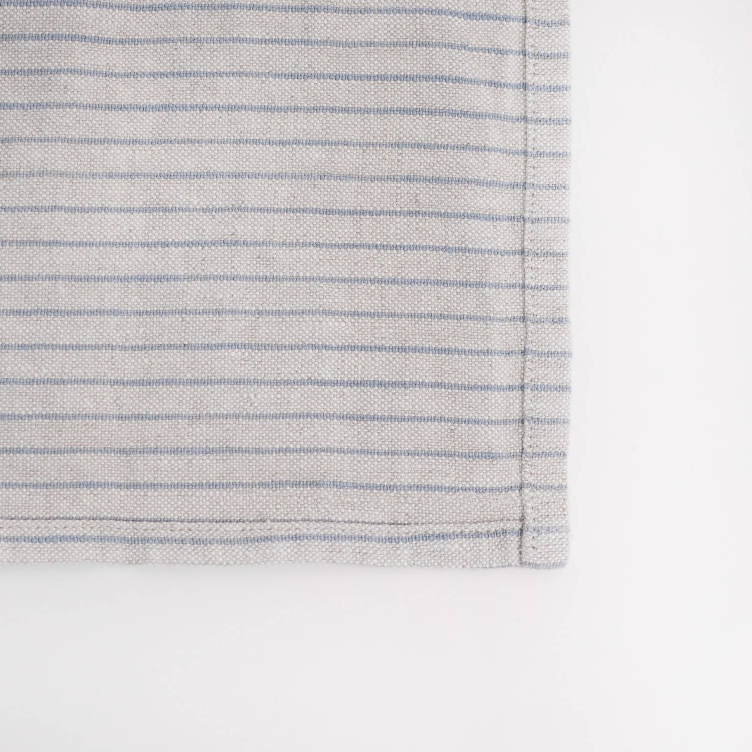 Grey Blue Pinstripe Rustic Linen Tablecloth