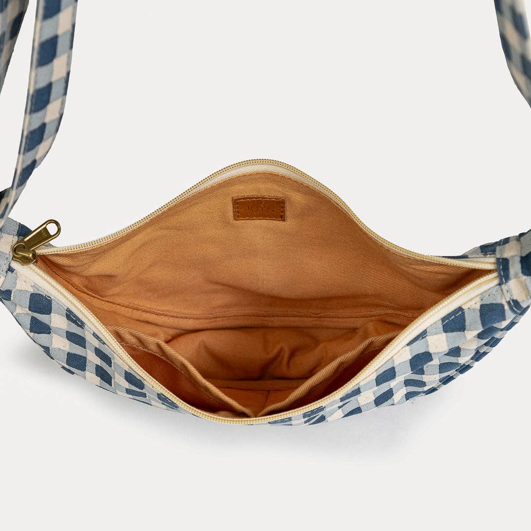 Moon Sling Bag in Indigo Gingham