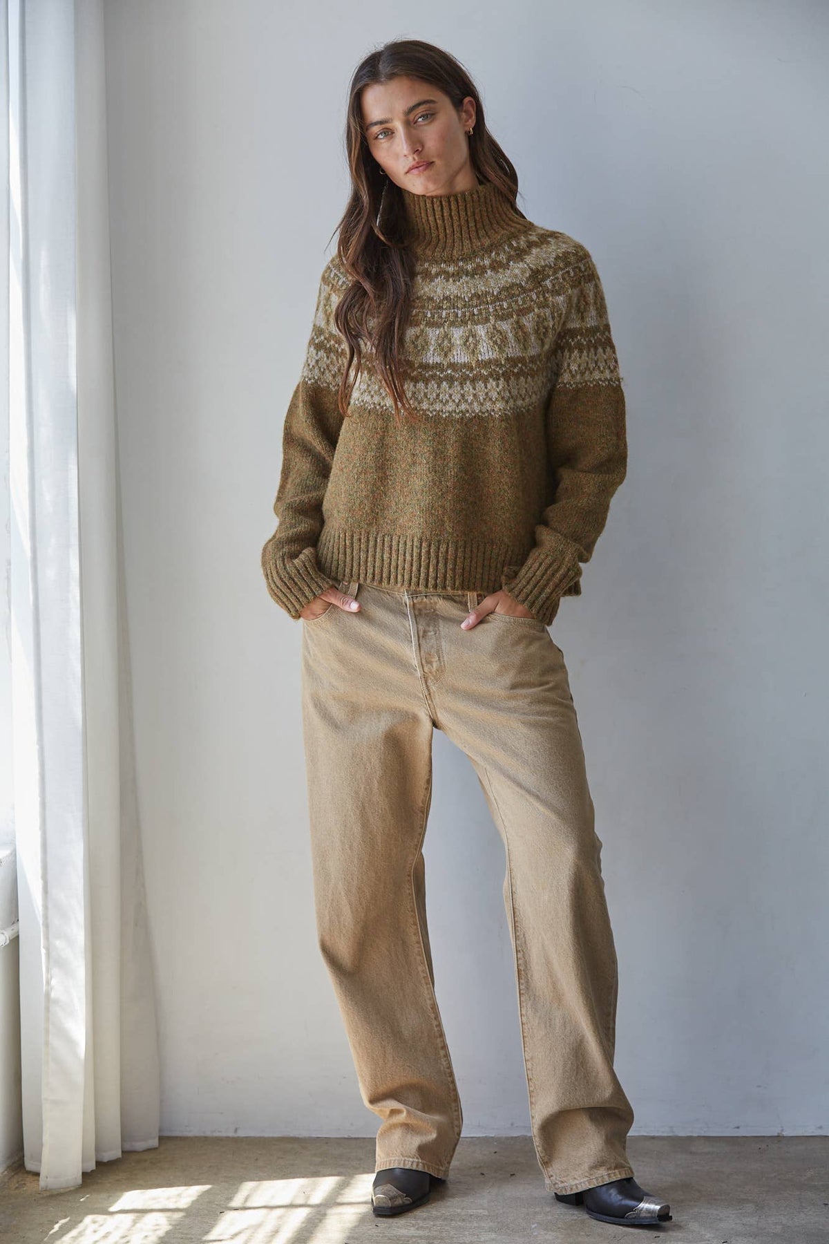 Cora Fair Isle Mock Neck Pullover