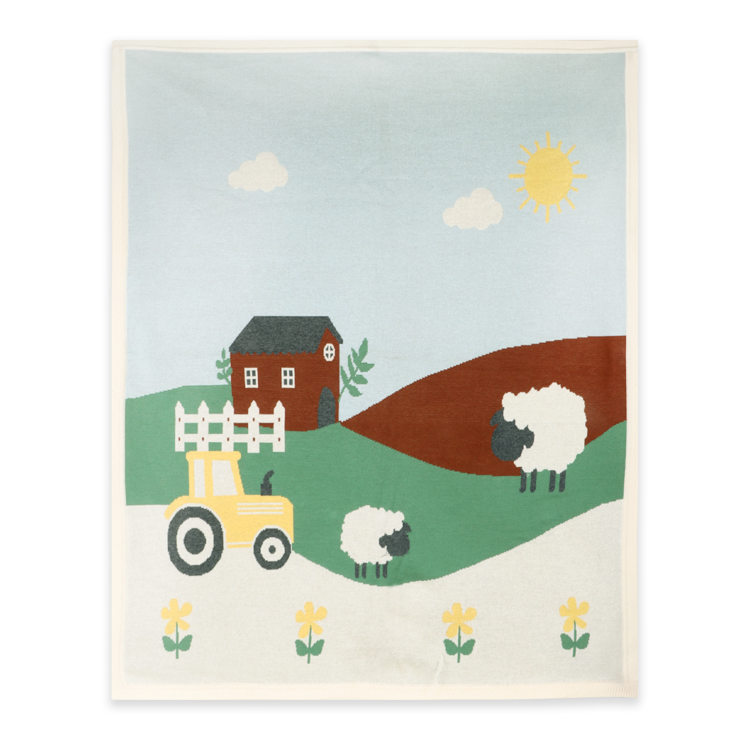 Sunny Farm Jacquard Knit Baby Blanket