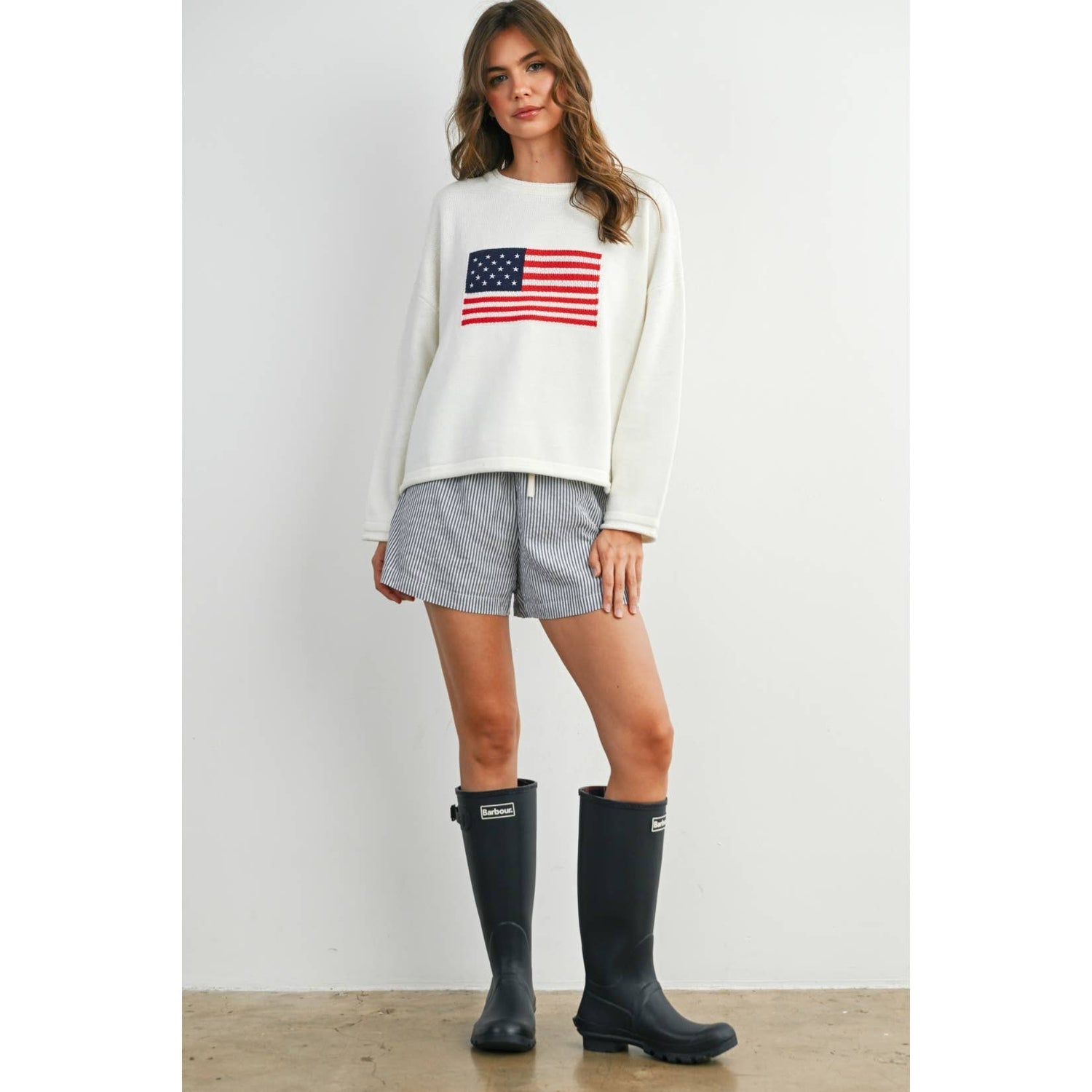 Casual Striped Drawstring Shorts