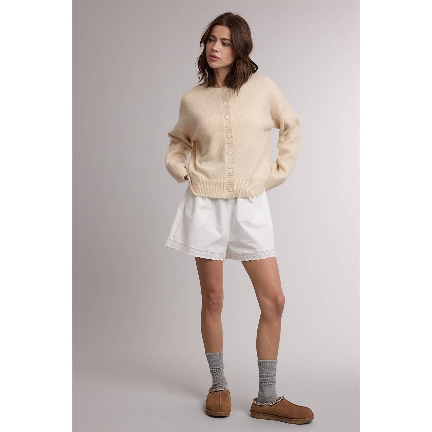 Lydia Lace Trim Drawstring Shorts