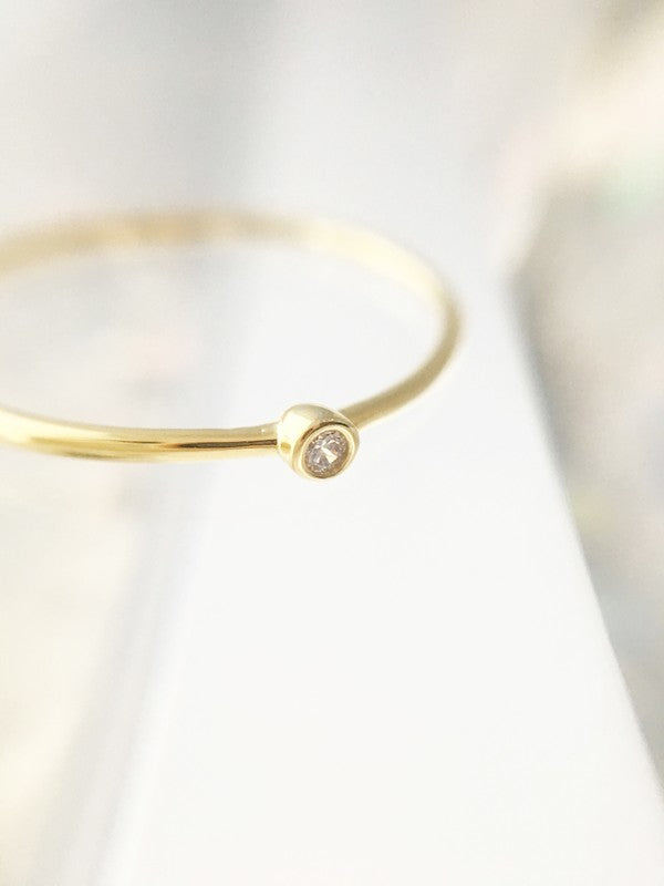 Bezel Crystal Solitaire Ring