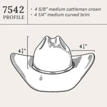 Stetson Skyline 6X USA 250 Edition Black 7542 hat profile showing crown height and brim shape