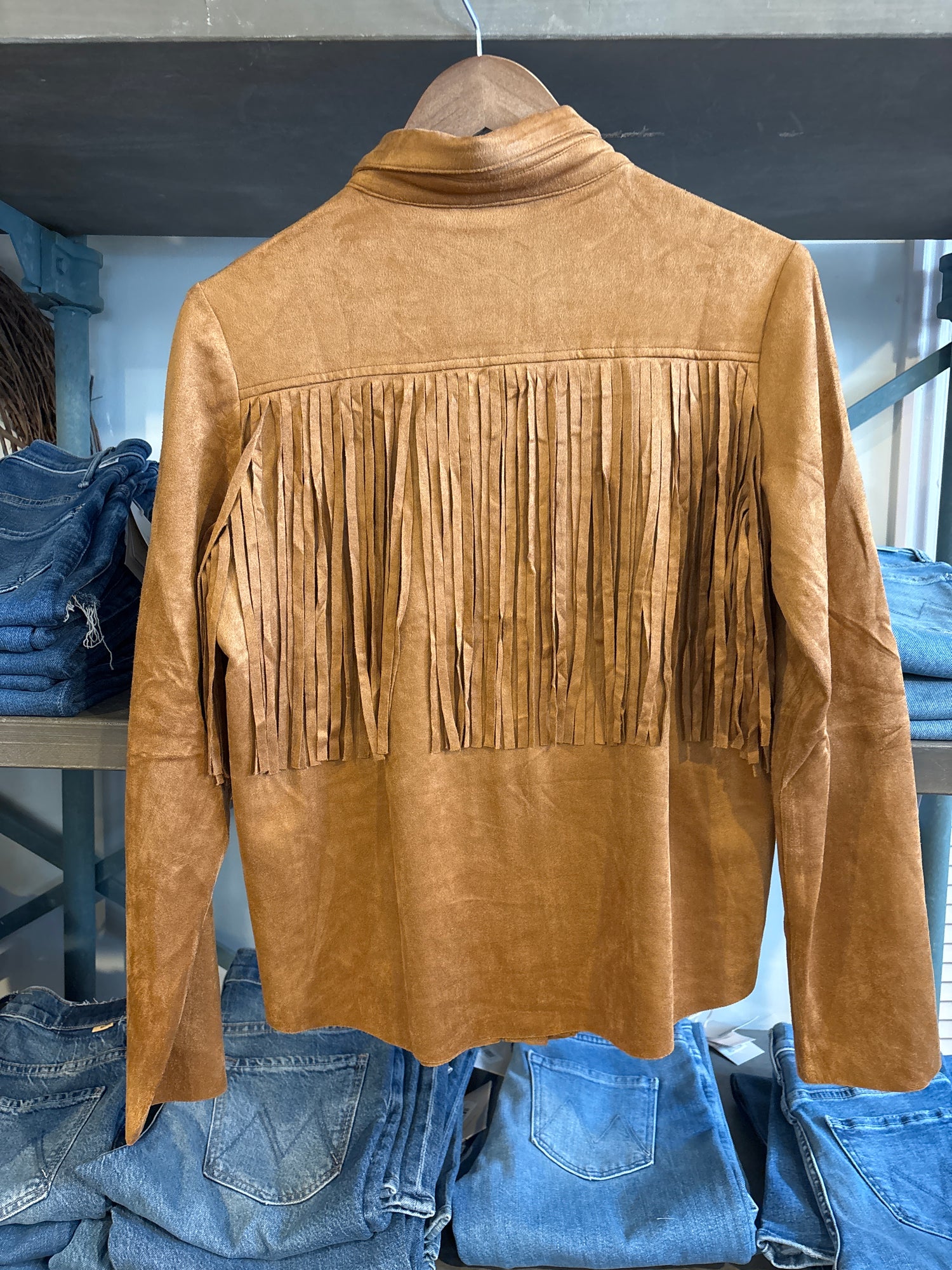 Sadie Suede Fringe Shirt Jacket