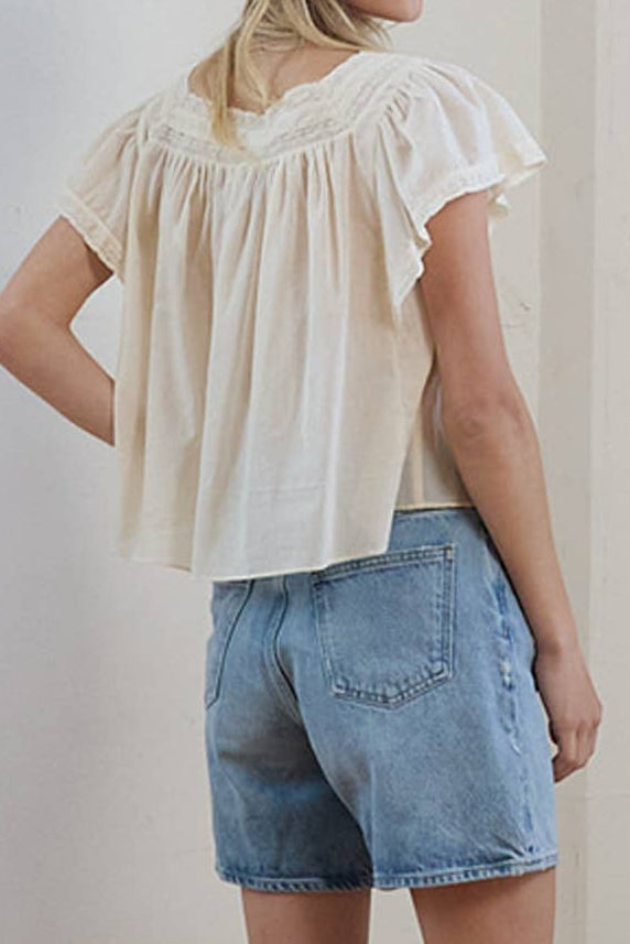 Lora Lace Trim Pintuck Blouse