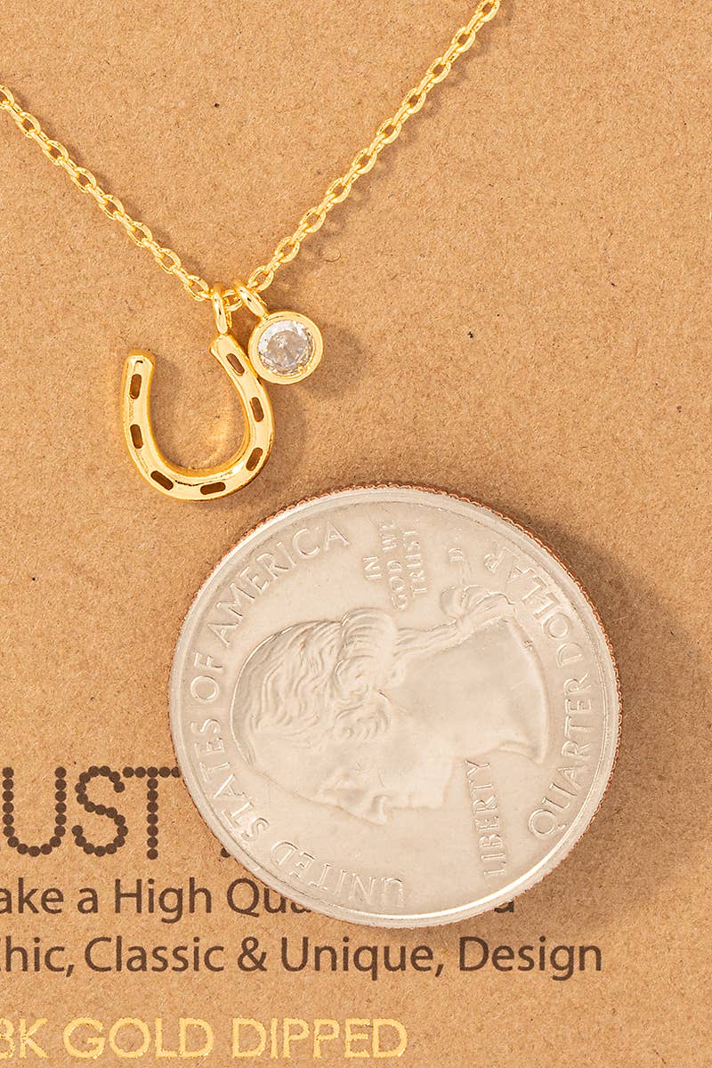 Horse Shoe w CZ Necklace