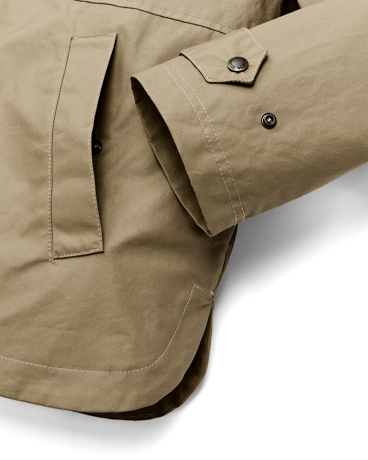 Filson Womens Harbor Front Waxed Jacket Marsh Tan classic waxed jacket shape for wet ranch days Utah ranch wear