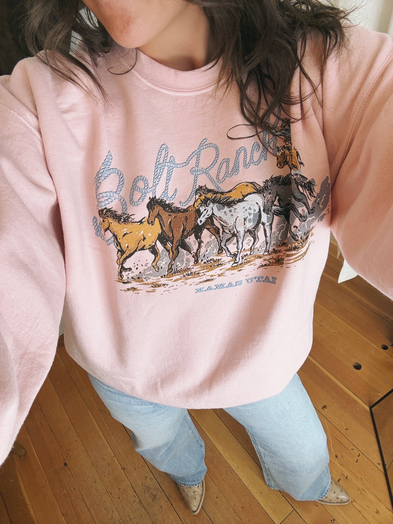 Bolt Ranch Pink Stampede Crewneck