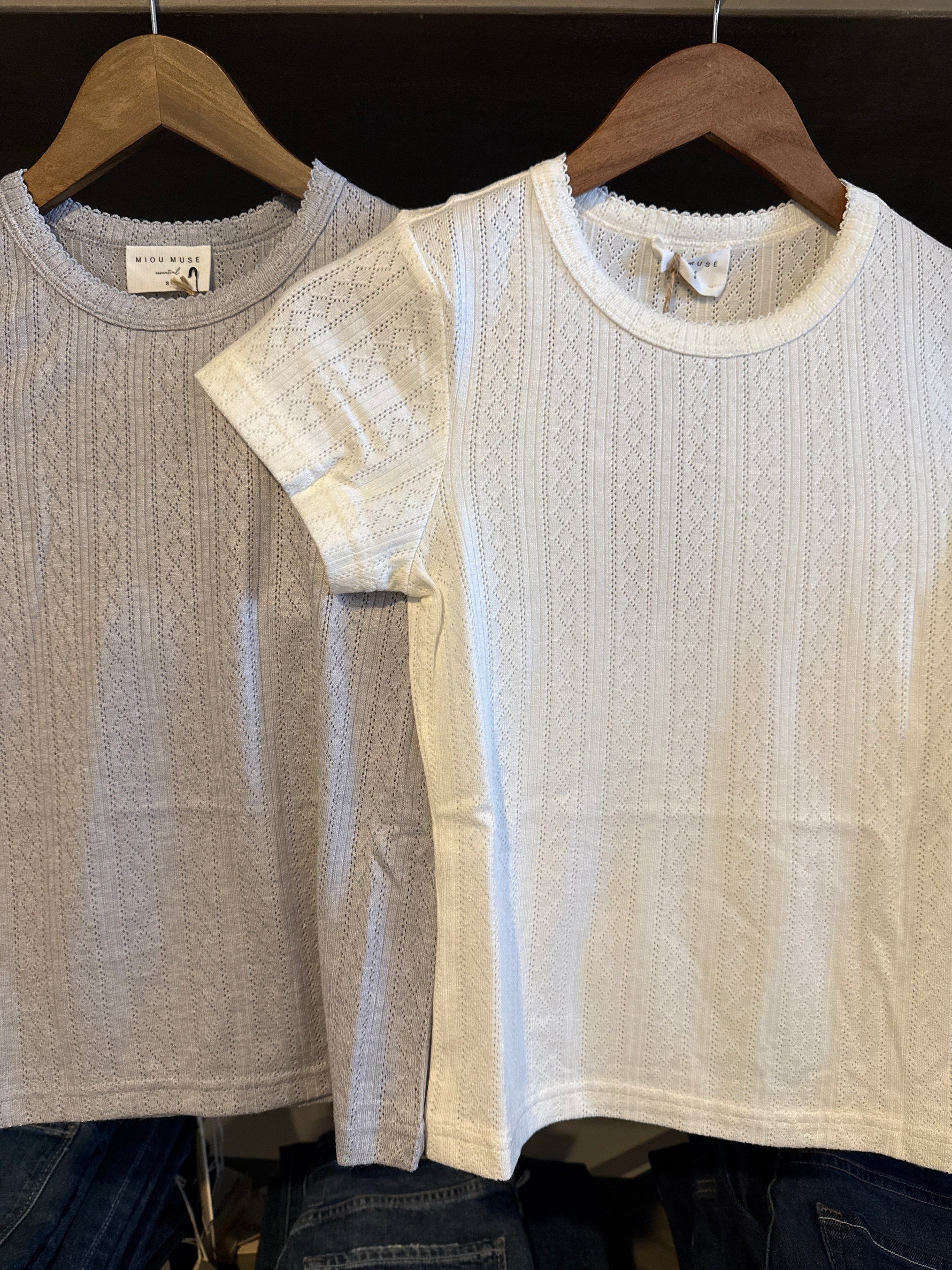 Pauline Pointelle Short Sleeve Top a short sleeve t shirt with scalloped collar at boltranchstore.com