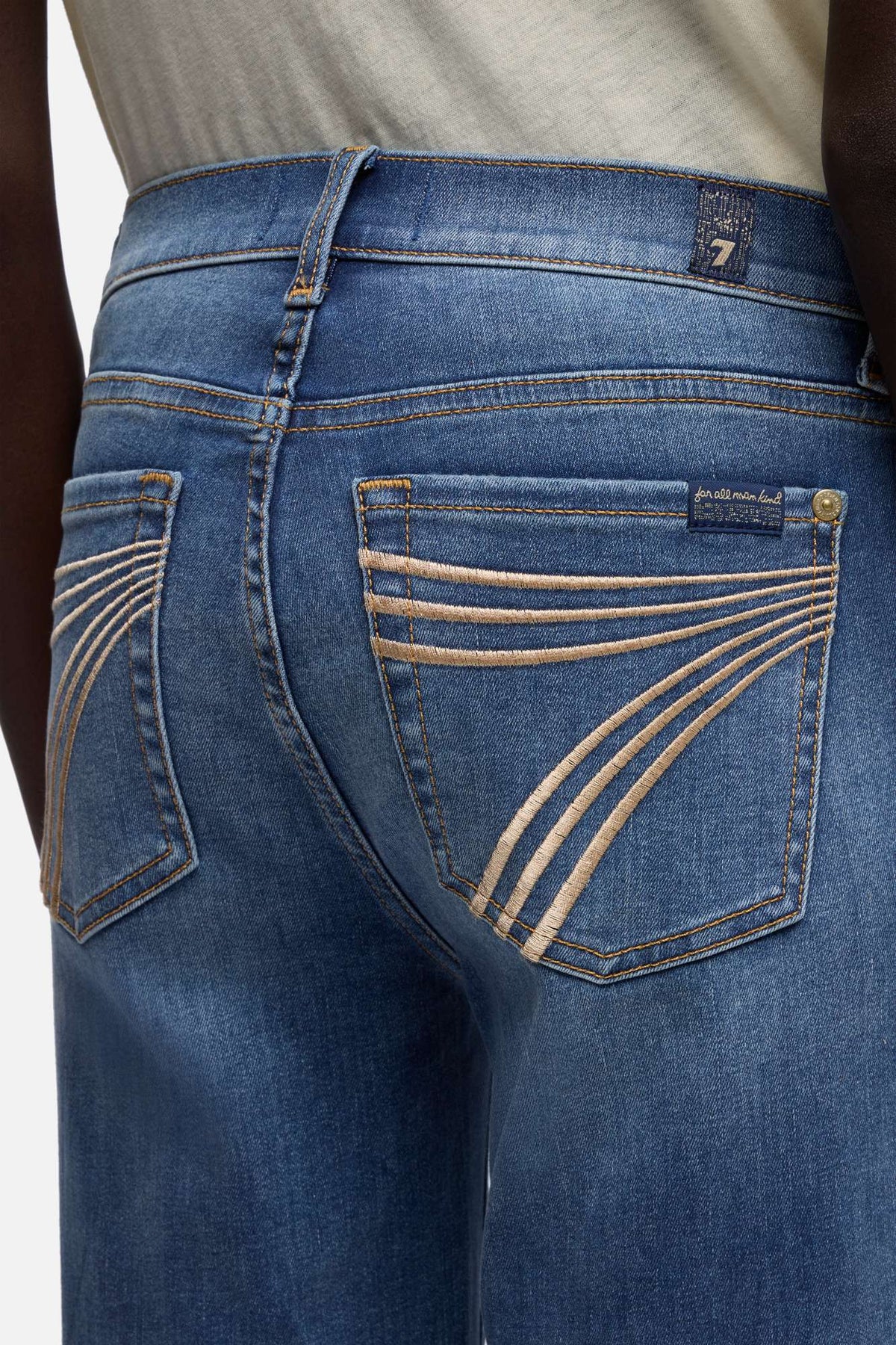 7 For All Mankind Dojo in Denim Gale zip fly with button closure and a clean waistband ranch wear