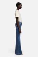 7 For All Mankind Dojo in Denim Gale faded medium blue denim with a soft broken in look Park City